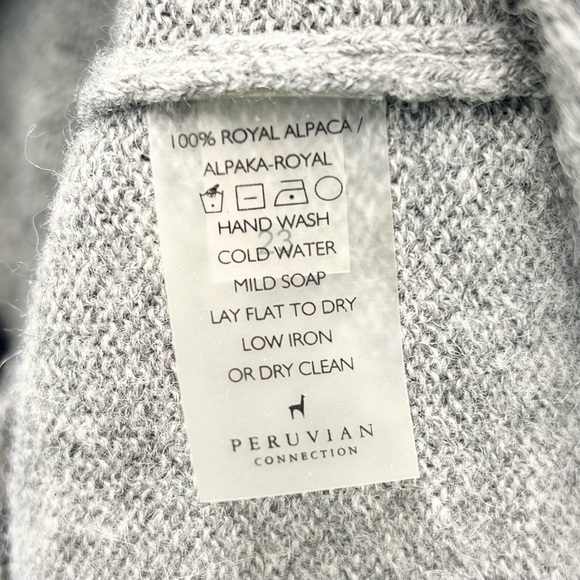 Peruvian Connection Royal Allaca Faux Wrap Dress Size Small Gray Long Sleeves - Picture 9 of 9